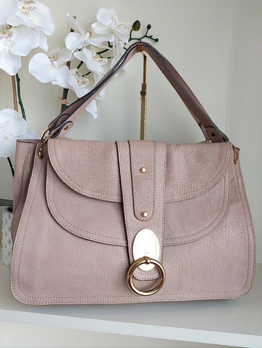 CHLOE Kathleen Nude Mauve Beige Satchel Bag